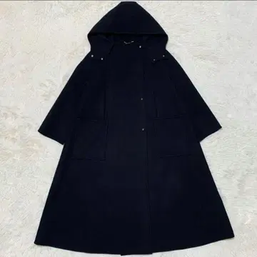 에부르 ebure 멜톤 후디드 롱 코트