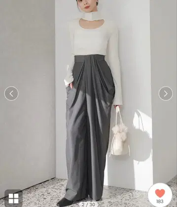 하이웨스트 드레이프 팬츠 그레이