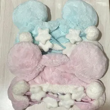 도쿄 디즈니 리조트 복슬복슬 미키 팬캡 핑크 블루 페어