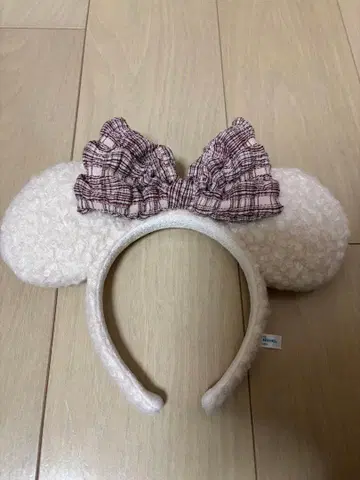 미니 마우스풍 체크 리본 머리띠