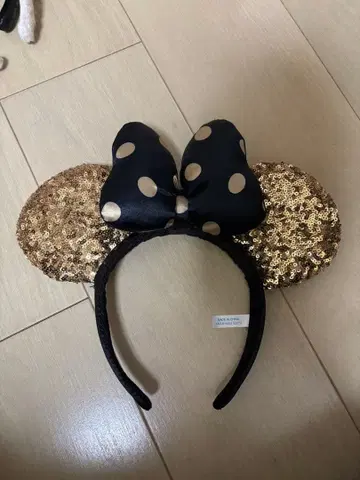 디즈니 머리띠 블랙 금 도트