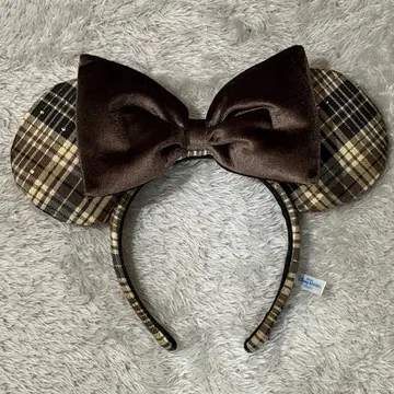 디즈니 머리띠 브라운 체크
