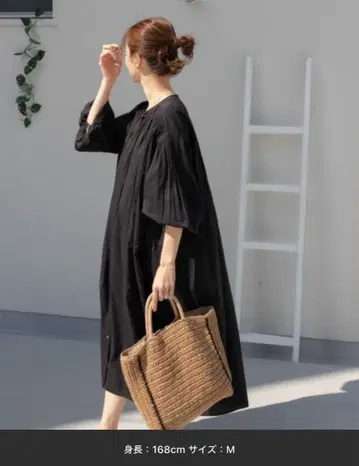 DOORS 코튼 보일 개더 원피스