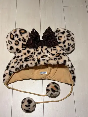 레오파드 무늬 미키 모양 모자 스팽글 포함