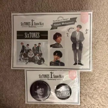 SixTONES 1st Anniversary 스티커 세트 캔 배지 세트
