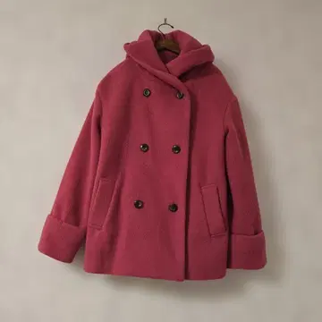 펠리시모 IEDIT 핑크 더블 브레스트 후드 부착 코트 S 사이즈