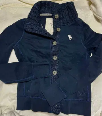 Abercrombie & Fitch 네이비 버튼 후드티 가디건