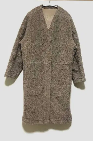 보아 롱 코트 V넥 그레이지 롱 코트 포켓 포함