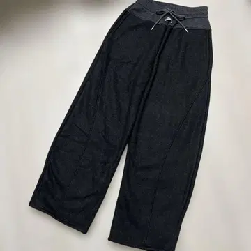 미사용 새상품 BLACK 그레이 안감 플리스 와이드 팬츠