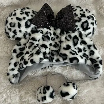 디즈니 팬캡 레오파드 무늬 화이트