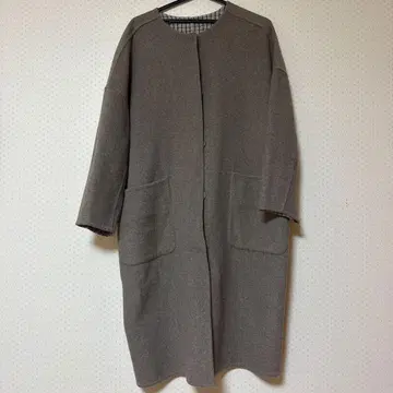 SENSE OF PLACE 리버서블 롱 코트 체크 무늬 안쪽