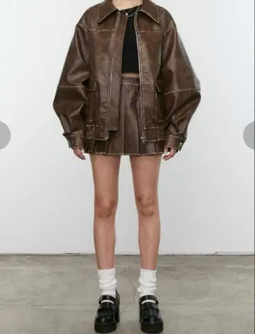 EMODA 브라운 가죽 자켓