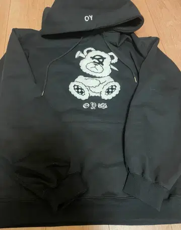 OY 곰 후드티 블랙