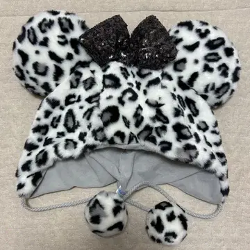 디즈니 리조트 미니 레오파드 무늬 팬캡 화이트