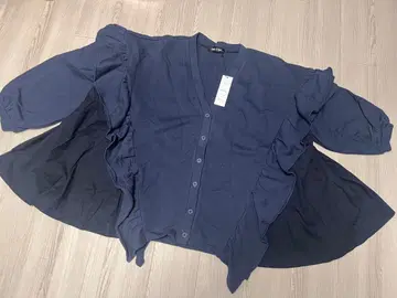 캔디 스트리퍼 네이비 프릴 가디건