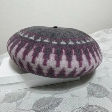 새상품 장미색 베레모 울 100% 일본제