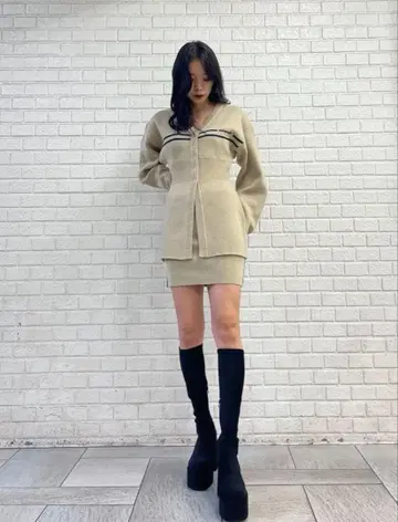 [EMODA] 츄즈라인 로고 가디건 셋업