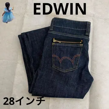 Miss EDWIN 스트레이트 데님 다크 블루 28인치