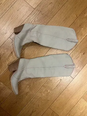 화이트 캔버스 롱 부츠