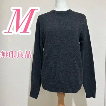 무인양품 M 그레이 크루넥 니트 캐주얼 코디 깔끔한 코디