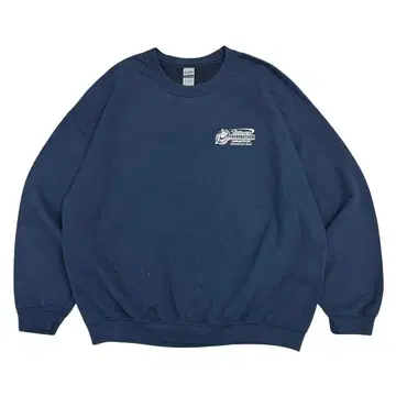 00s 빈티지 맨투맨 열차단 자재 기업 로고 네이비 XL