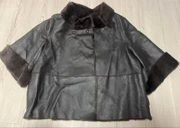 다크 브라운 가죽 퍼 포함 자켓