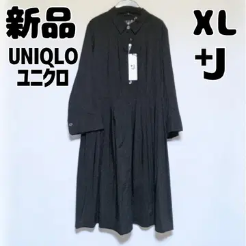 새상품 미사용 유니클로 +J 턱 셔츠 원피스 긴팔 XL 블랙