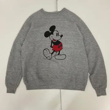 미키마우스 프린트 맨투맨 그레이 구제 의류 80년대