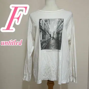 UNTITLED 화이트 그레이 긴팔 티셔츠 프린트 캐주얼