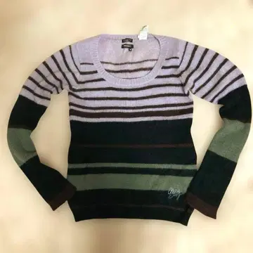 이탈리아제 Miss Sixty 보더 무늬 모헤어 혼방 니트 Y2K 캐주얼