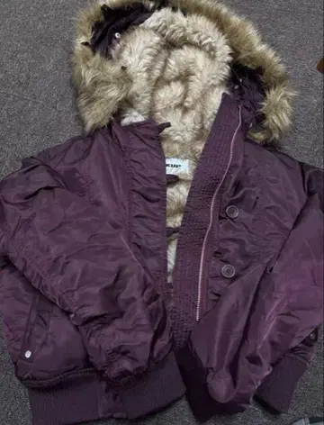 BLACKUP 후드 부착 퍼플 자켓