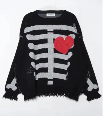 DISCOVERED 별주 LAME BONE&HEART KNIT