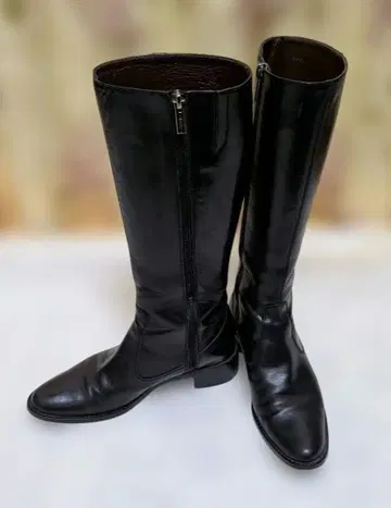 트루사르디 TRUSSARDI 블랙 가죽 롱 부츠 지퍼 포함