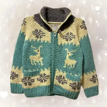 여성용 니트 가디건 데님&바지 사슴 패턴 카우친 스웨터