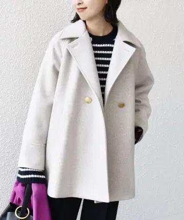 SHIPS 더블 버튼 저지 멜톤 2WAY P 코트