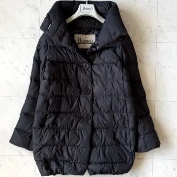 새상품급 HERNO 폴러 테크 보틀넥 다운 코트 블랙