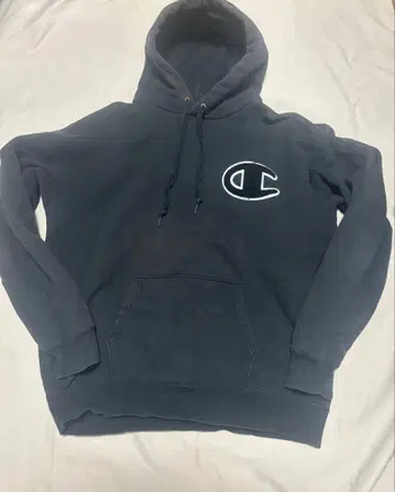 Champion 블랙 후드티 후드 부착