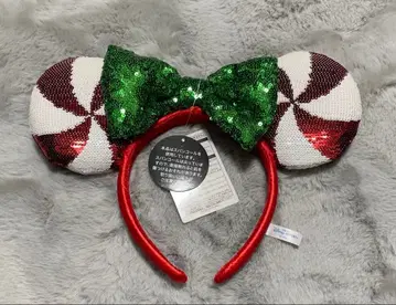 디즈니 크리스마스 머리띠 캔디케인 스팽글