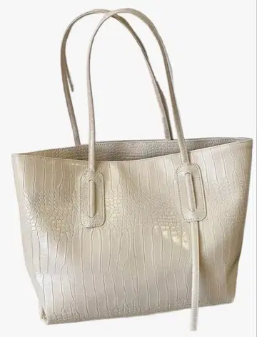 여성용 토트백 대용량 평소 사용 가죽 크로커다일 화이트