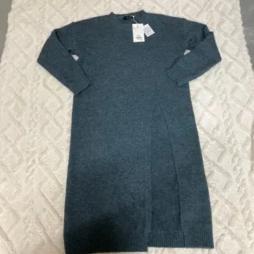 Bou Jeloud 블루 롱 니트 원피스 슬릿 포함 사이즈 FREE