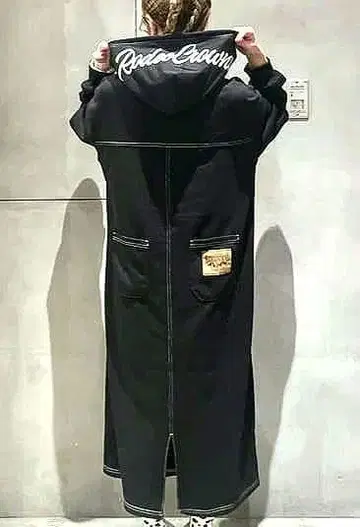 신상 RCS 컬러 스티치 후드티 원피스 블랙 FREE 6600엔