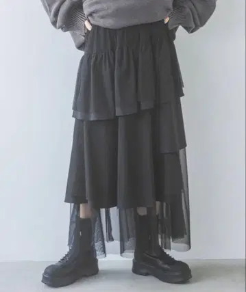 [택 포함 새상품] JEANASIS 아지메 튤 캉캉 스커트 블랙