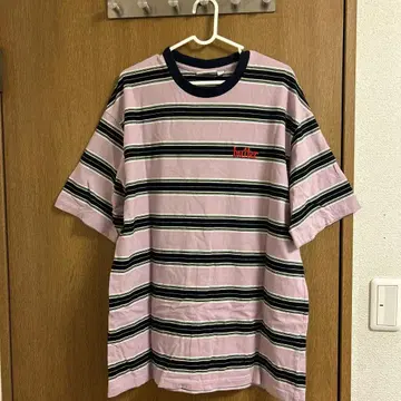 Butter 보더 무늬 반팔 T셔츠 핑크