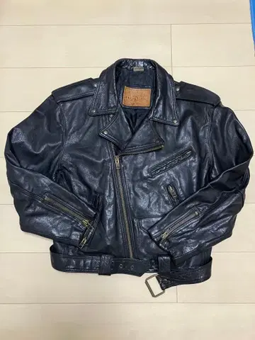 A&S selection 블랙 가죽 더블 라이더 자켓