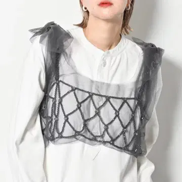 미사용 새상품 CHIKA KISADA TULLE TOP GREY