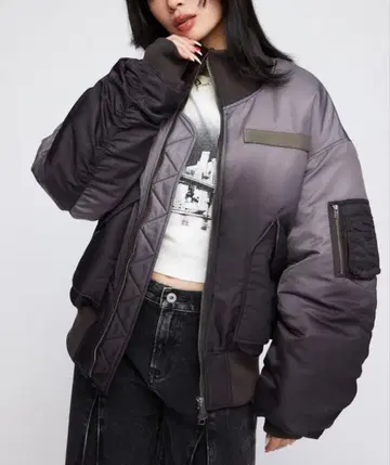 오버 사이즈 MA-1 자켓 그레이