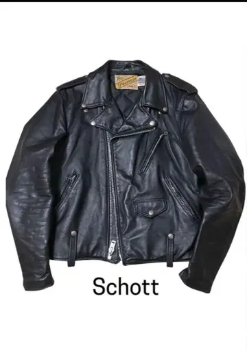 Schott 블랙 가죽 더블 라이더스 샷 Perfecto