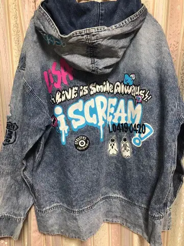 LiSA 굿즈 데님 후드티 아이스크림 후드티