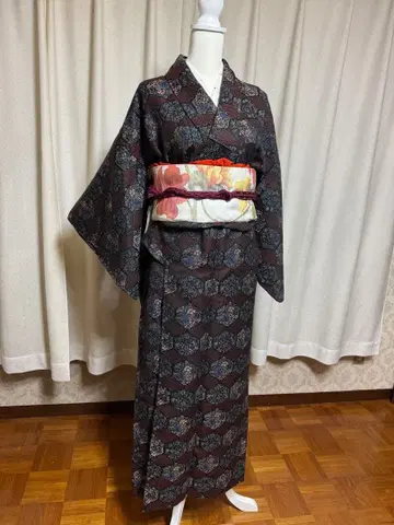 육각형 무늬 기모노 꽃무늬 오비 포함 풀세트