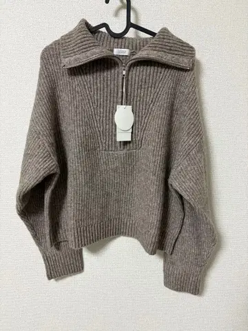 로리즈팜 하이 ZIP 풀오버 니트 LS 베이지